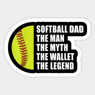 Mens Softball Dad Man Myths Wallet Softball Fathers Day Sticker